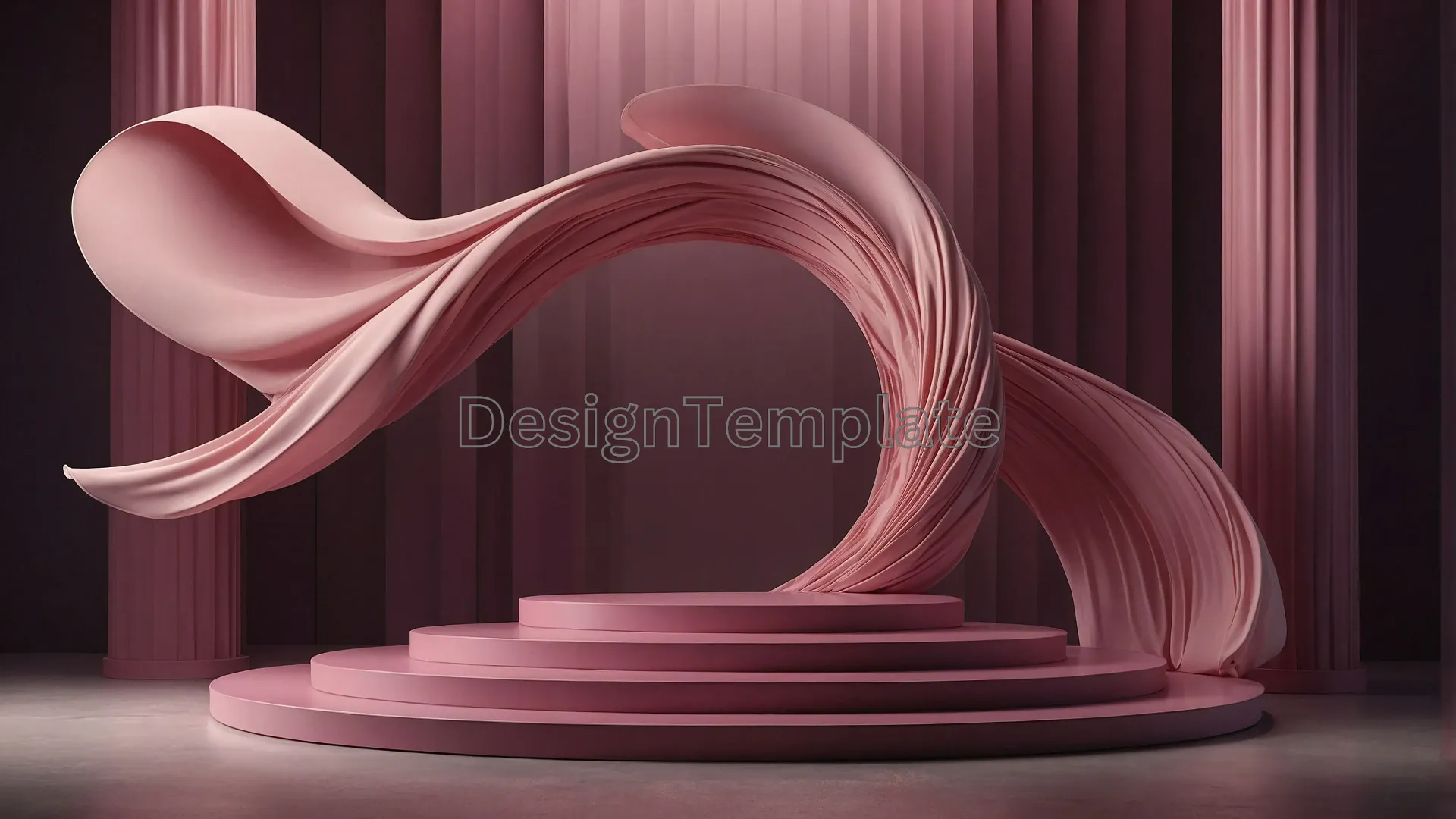 Stylish 3D Podium and Pink Cloth Background